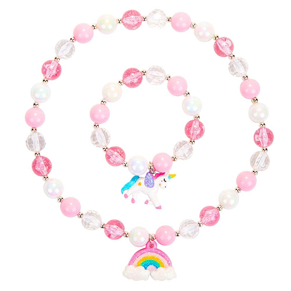 PALAY Girls' Unicorn Beads Bracelet Necklaces Rainbow Set(1 Necklace & 1 Bracelet): Unicorn Jewellery Birthday Gift Great Costume Jewelry for Children Girls and Dress Up-Pink PALAY Girls' Unicorn Beads Bracelet Necklaces Rainbow Set(1 Necklace & 1 Bracelet): Unicorn Jewellery Birthday Gift Great Costume Jewelry for Children Girls and Dress Up-Pink